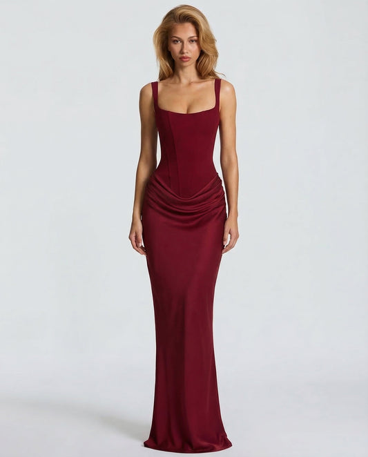 Sukienka Maxi Eva Hourglass – Bordowa
