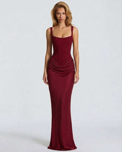 Sukienka Maxi Eva Hourglass – Bordowa