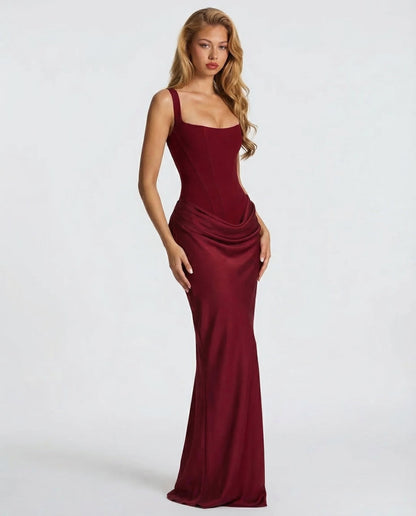 Sukienka Maxi Eva Hourglass – Bordowa