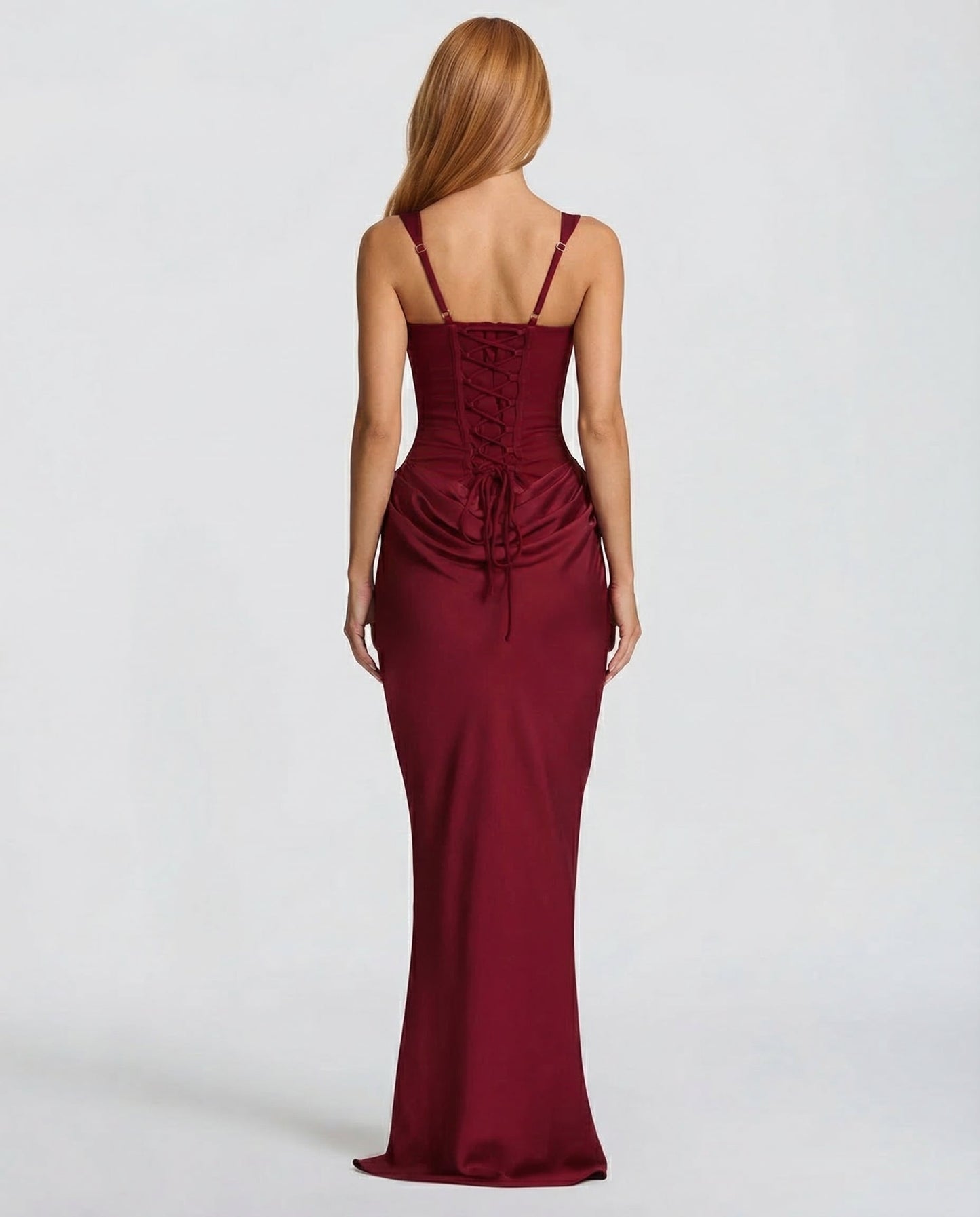 Sukienka Maxi Eva Hourglass – Bordowa