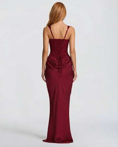 Sukienka Maxi Eva Hourglass – Bordowa