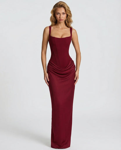 Sukienka Maxi Eva Hourglass – Bordowa